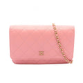 Chanel Shoulder Bag Quilted Pink Lambskin Chain Wallet