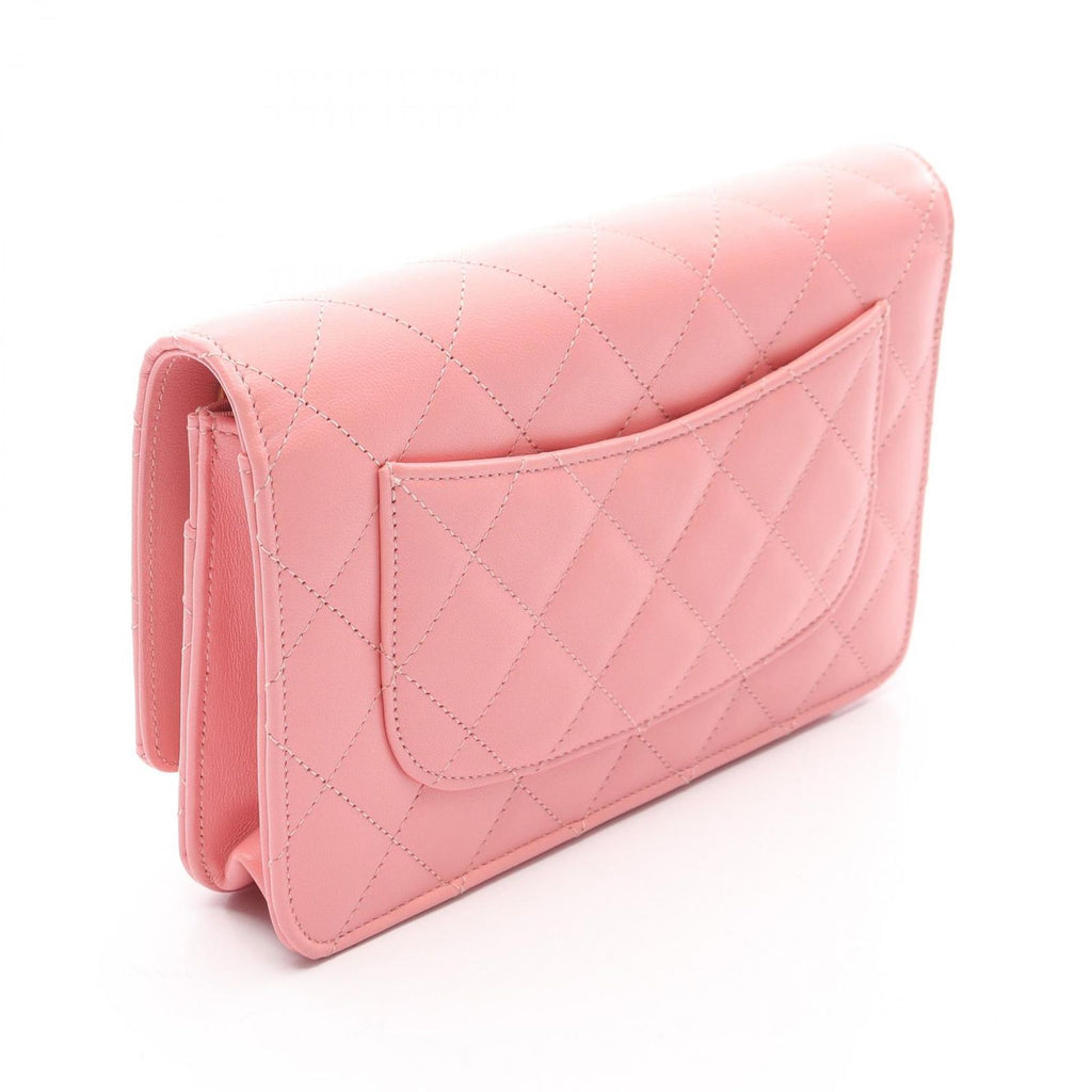 Chanel Shoulder Bag Quilted Pink Lambskin Chain Wallet — view 2