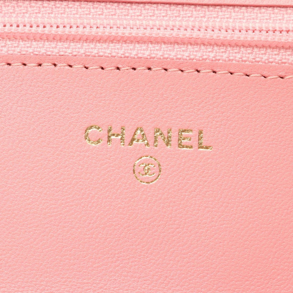 Chanel Shoulder Bag Quilted Pink Lambskin Chain Wallet — view 5
