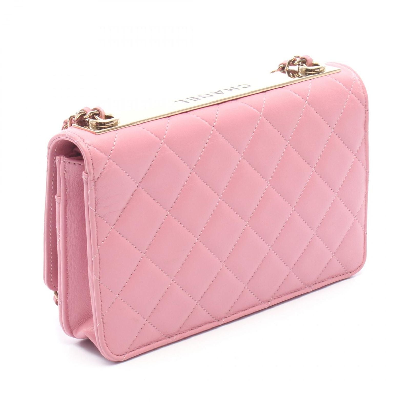 Chanel Shoulder Bag Trendy CC Quilted Pink Lambskin Chain Wallet — view 2
