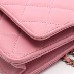 Chanel Shoulder Bag Trendy CC Quilted Pink Lambskin Chain Wallet — view 7