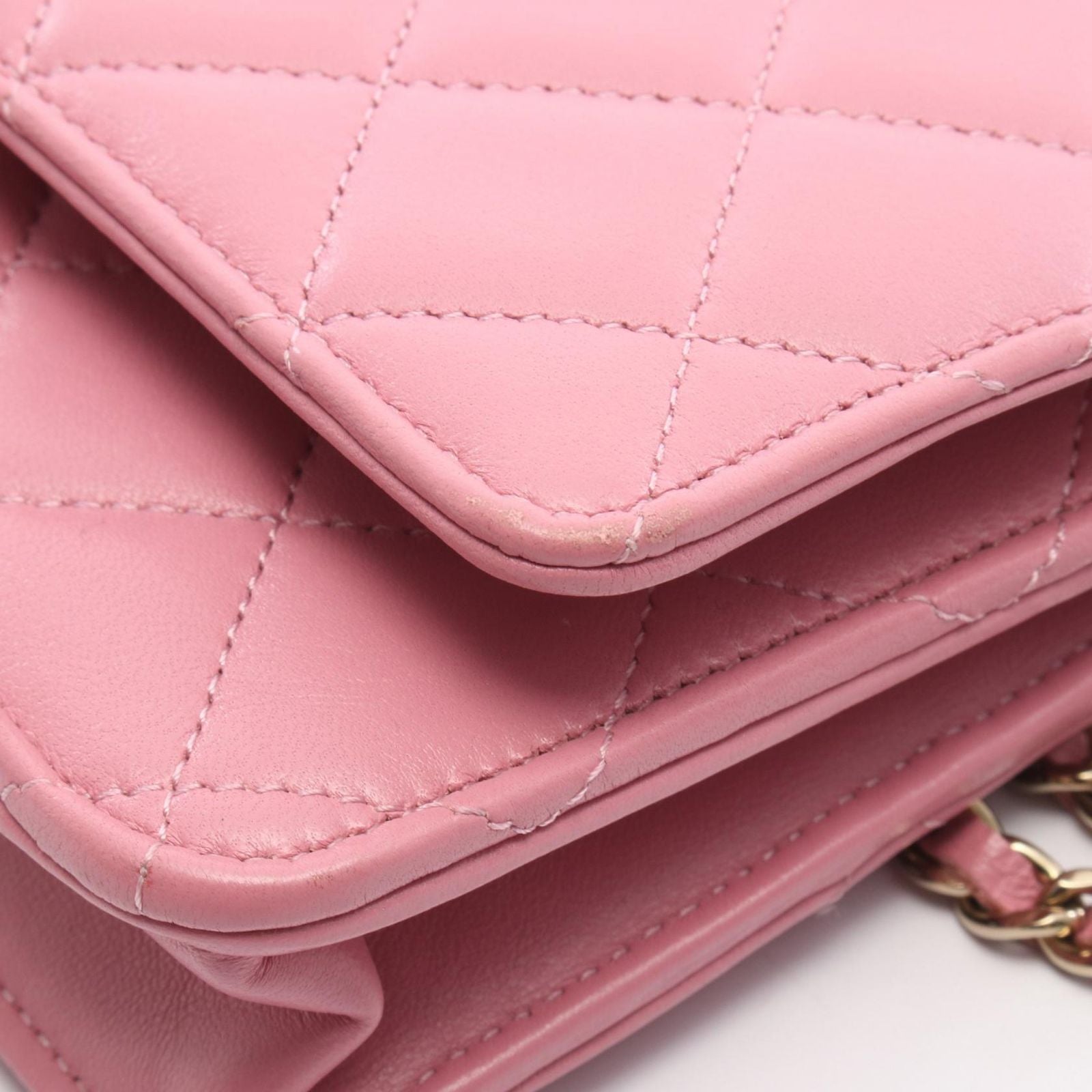 Chanel Shoulder Bag Trendy CC Quilted Pink Lambskin Chain Wallet — view 7