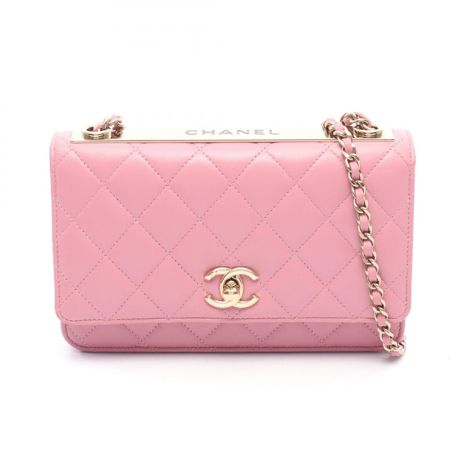Chanel Shoulder Bag Trendy CC Quilted Pink Lambskin Chain Wallet