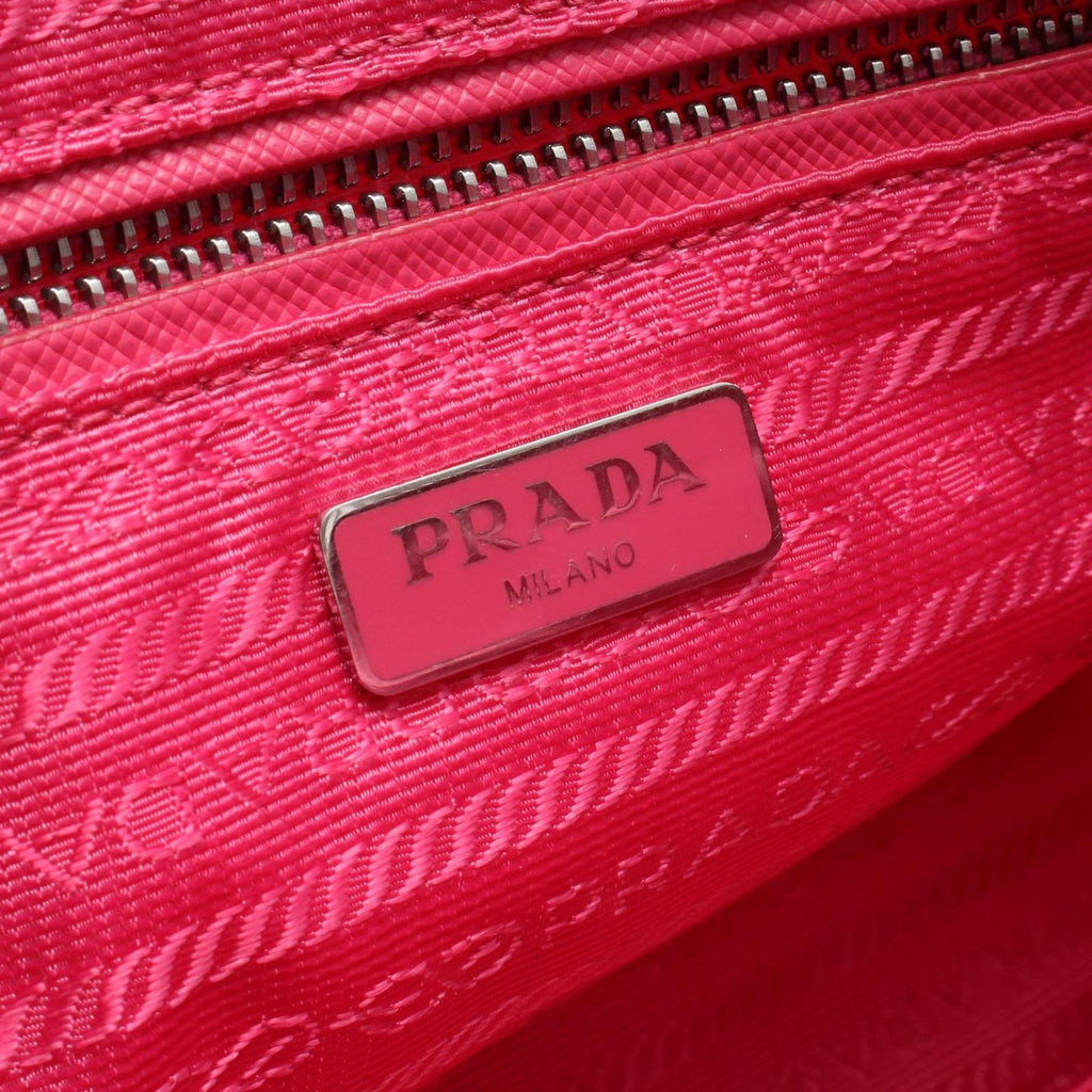 Prada Handbag 2-Way Fuchsia Pink Nylon Leather Triangle Logo Quilted — view 4