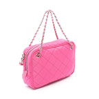 Prada Handbag 2-Way Fuchsia Pink Nylon Leather Triangle Logo Quilted — view 2