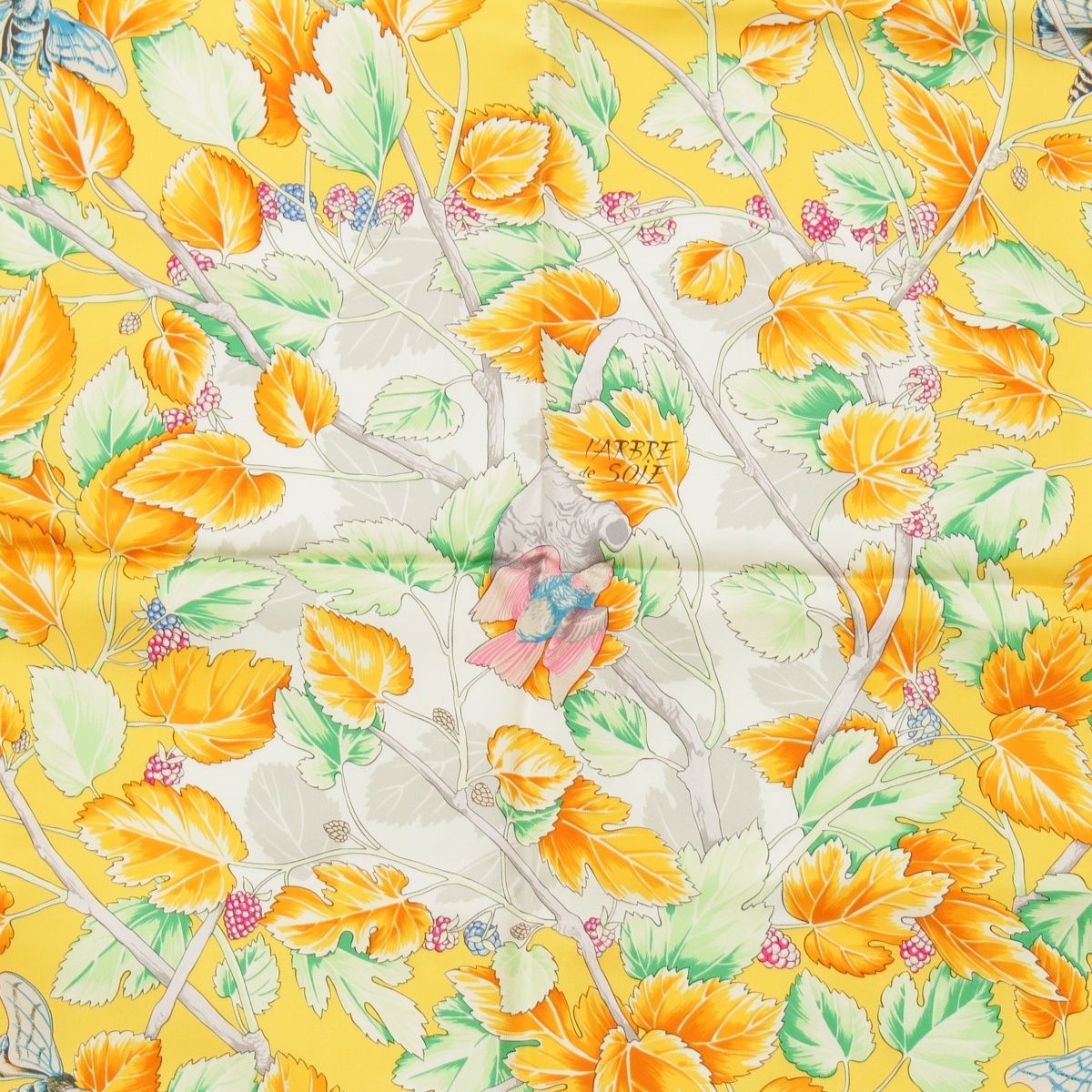 Hermes Carre 90 I'arbre de Soie Silk Scarf Red Yellow — view 6