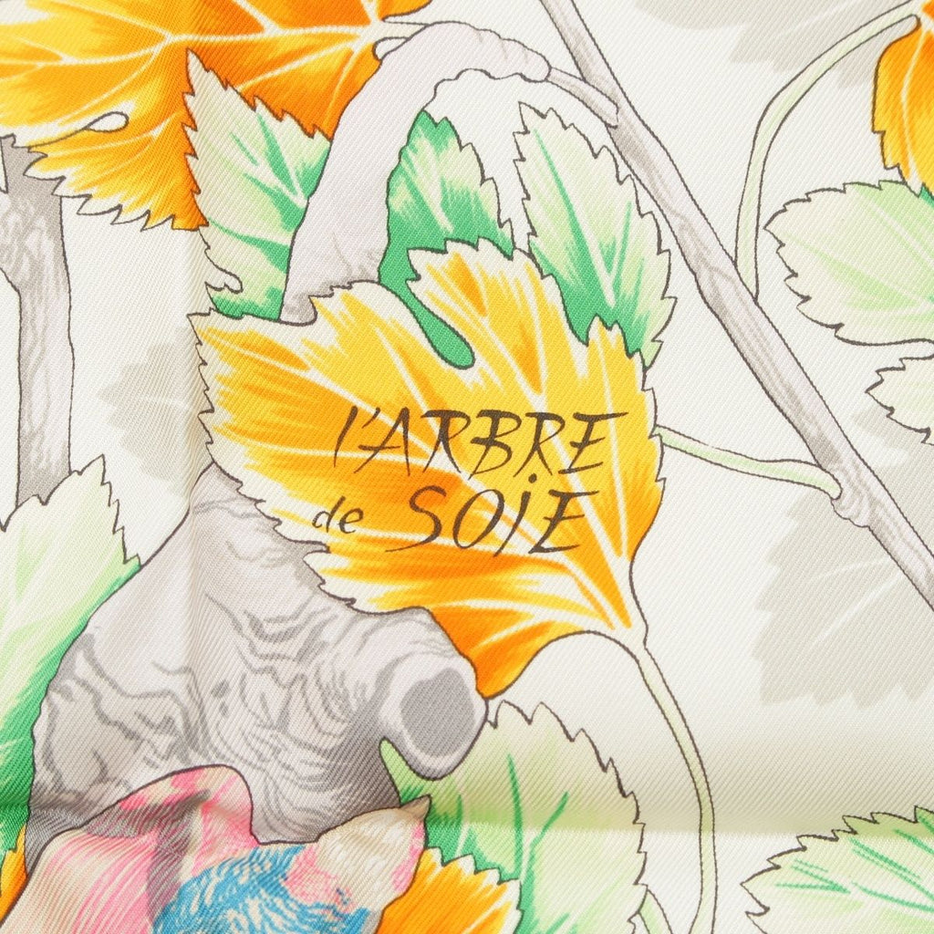Hermes Carre 90 I'arbre de Soie Silk Scarf Red Yellow — view 8