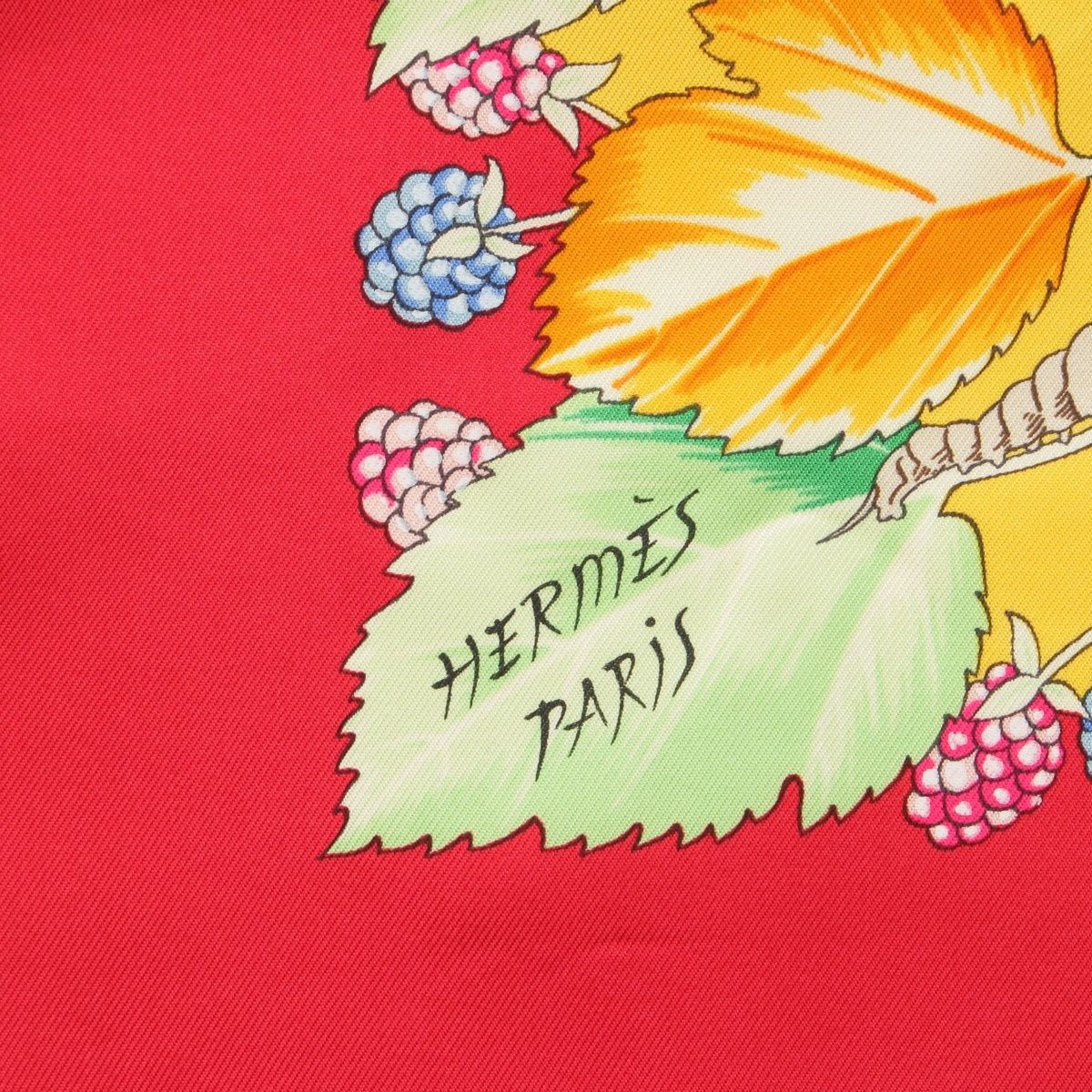 Hermes Carre 90 I'arbre de Soie Silk Scarf Red Yellow — view 7