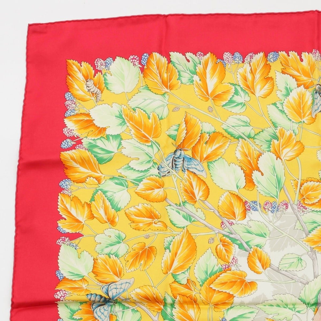 Hermes Carre 90 I'arbre de Soie Silk Scarf Red Yellow — view 2