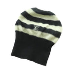 Louis Vuitton Border Pattern Knit Beanie Cap Hat Wool M Gray Black SS