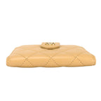Chanel Coin Case Quilted Compact Wallet Card Lambskin Beige Gold CC Logo — view 3