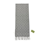Gucci Scarf GG Pattern Webbing Line Wool Gray Blue — view 4