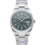 Rolex Datejust 36 Watch Oy Star Mint Green Box SS — view 2