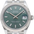 Rolex Datejust 31 Boys Watch Jubilee Mint Green Box 18k White Gold SS