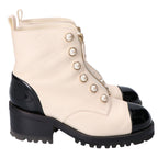 Chanel Pearl CC Logo Patent Leather Short Boots 36c — view 4