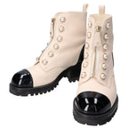 Chanel Pearl CC Logo Patent Leather Short Boots 36c