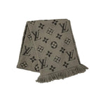 Louis Vuitton Scarf Echarpe Logo Mania Wool Silk Monogram Gray