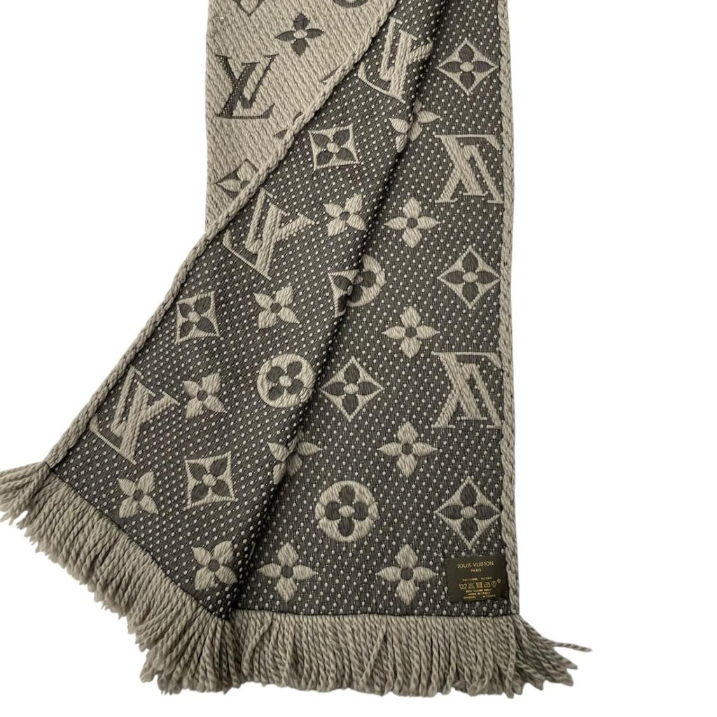 Louis Vuitton Scarf Echarpe Logo Mania Wool Silk Monogram Gray — view 8