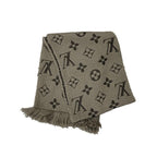 Louis Vuitton Scarf Echarpe Logo Mania Wool Silk Monogram Gray — view 2