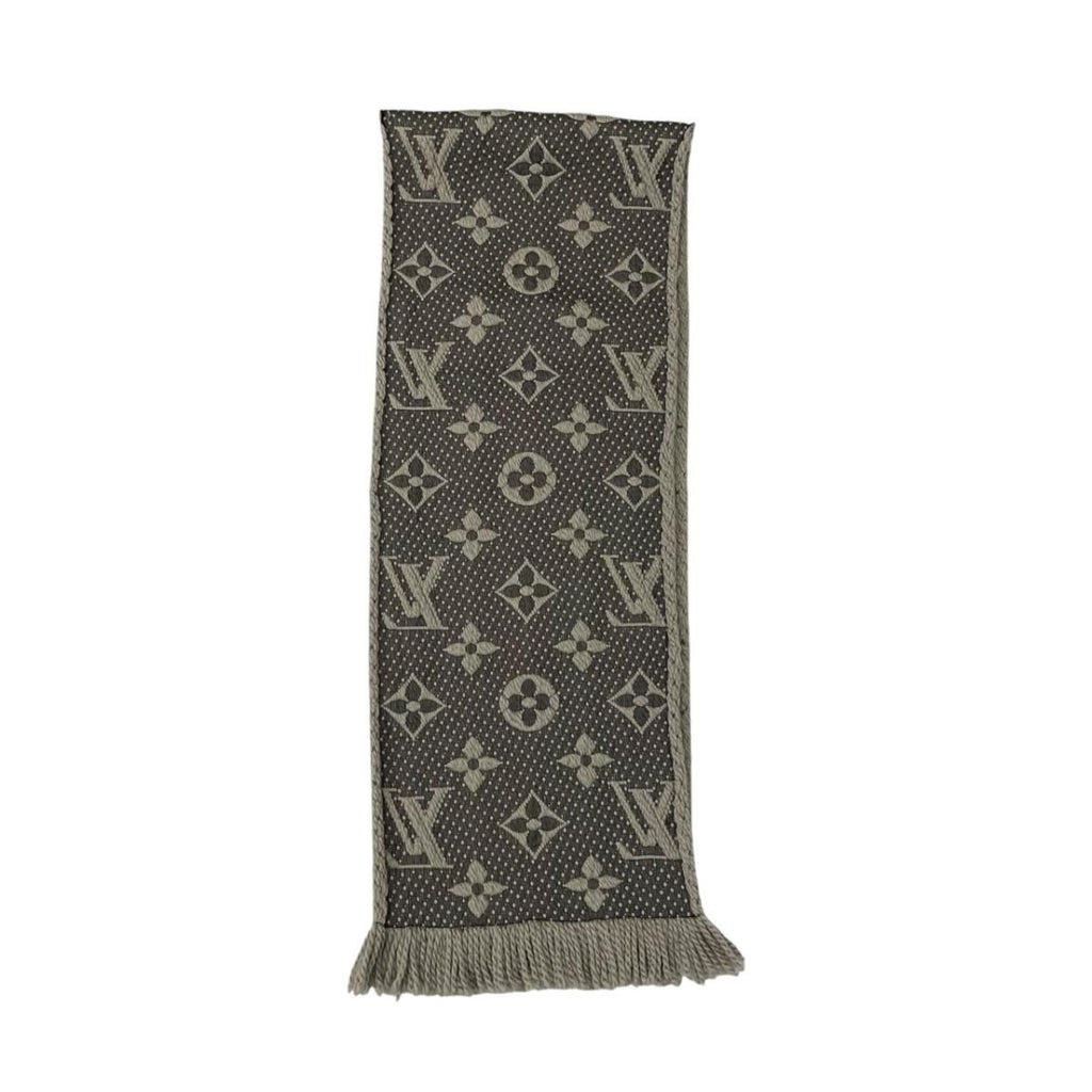 Louis Vuitton Scarf Echarpe Logo Mania Wool Silk Monogram Gray — view 5