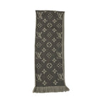 Louis Vuitton Scarf Echarpe Logo Mania Wool Silk Monogram Gray — view 5