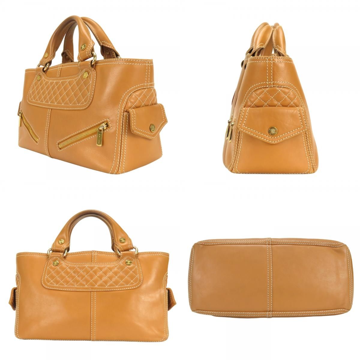 Celine Handbag Boogie Bag Leather Camel Brown Gold Everyday — view 2