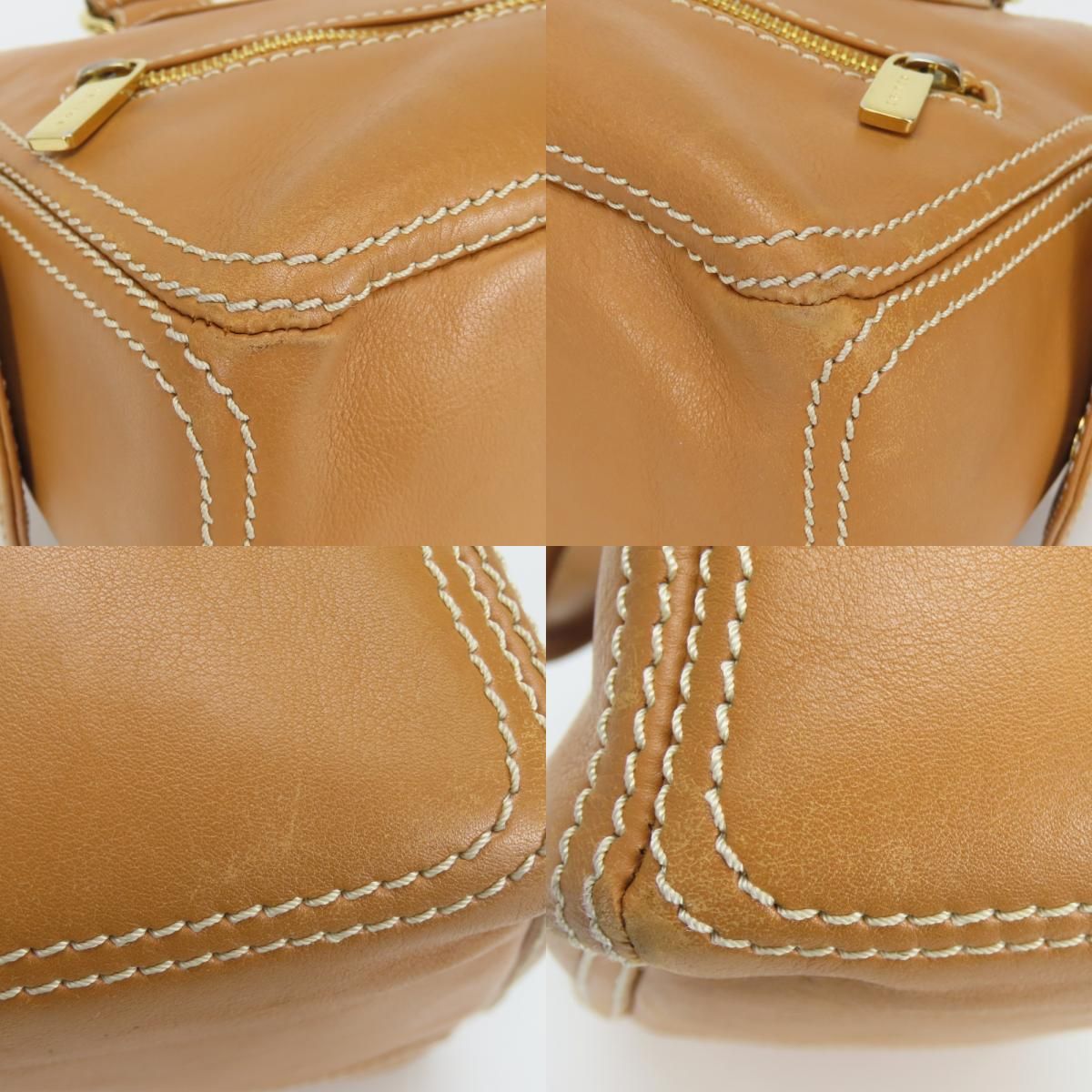 Celine Handbag Boogie Bag Leather Camel Brown Gold Everyday — view 3