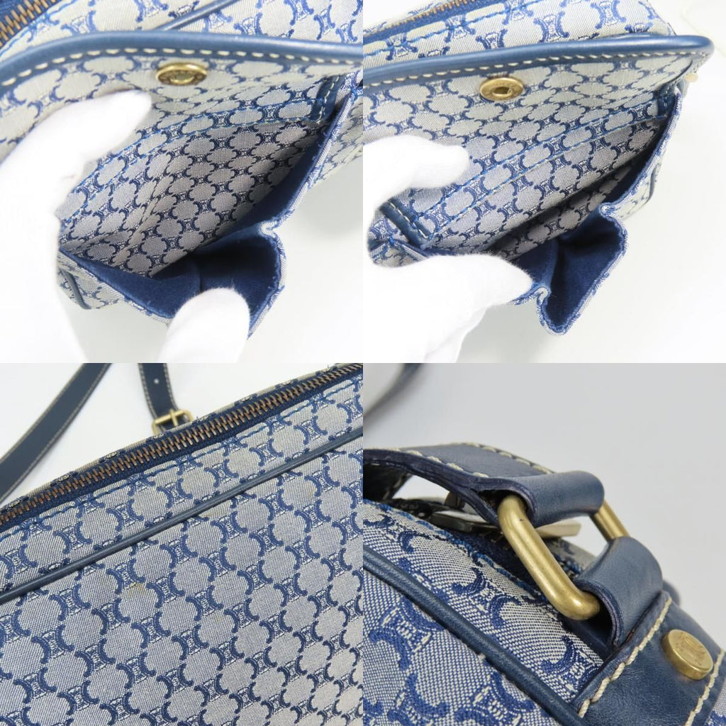 Celine Shoulder Bag Macadam 24 Canvas Leather Navy Crossbody Daily — view 6