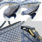 Celine Shoulder Bag Macadam 24 Canvas Leather Navy Crossbody Daily — view 6