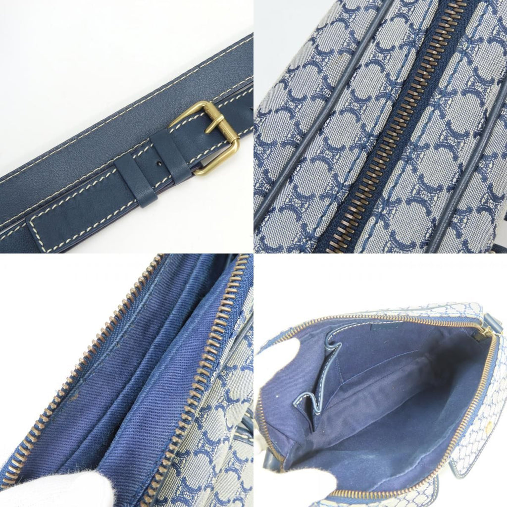 Celine Shoulder Bag Macadam 24 Canvas Leather Navy Crossbody Daily — view 7