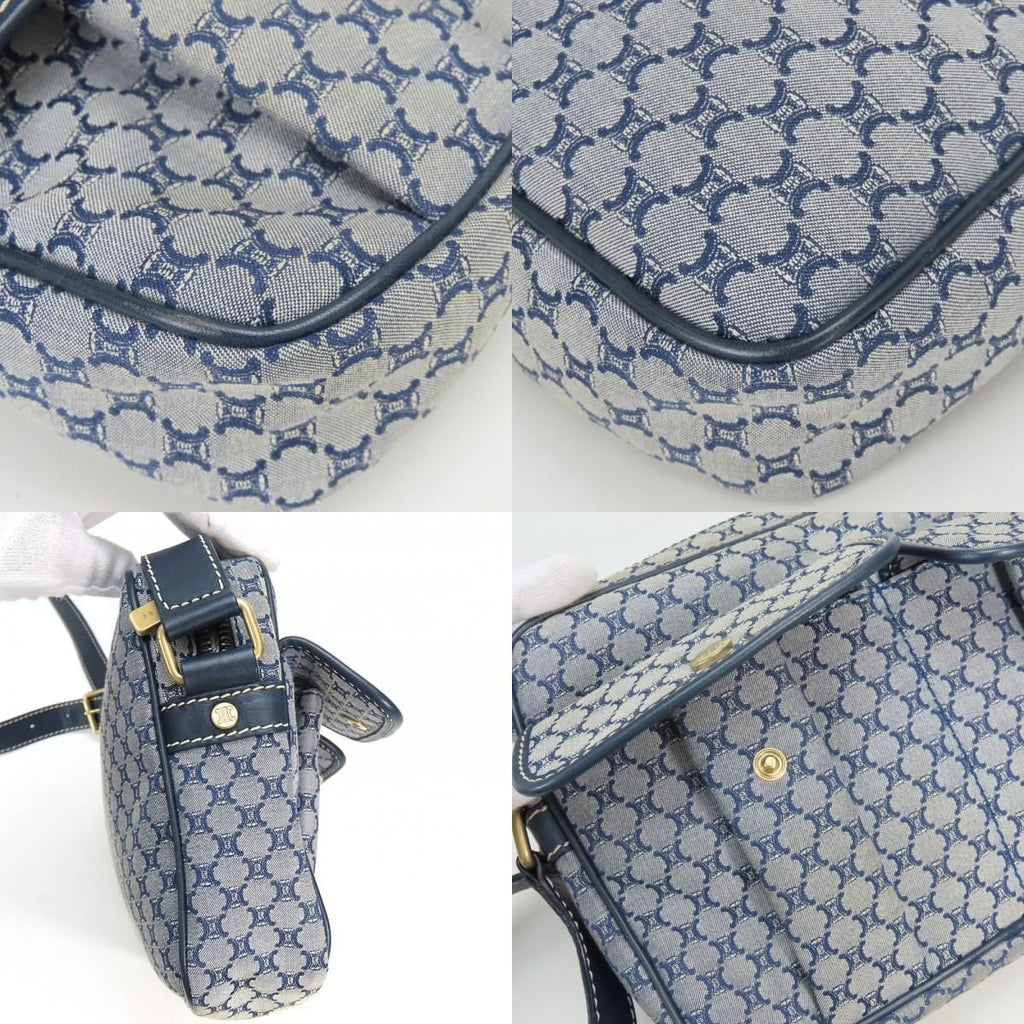 Celine Shoulder Bag Macadam 24 Canvas Leather Navy Crossbody Daily — view 5