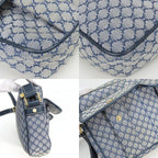 Celine Shoulder Bag Macadam 24 Canvas Leather Navy Crossbody Daily — view 5