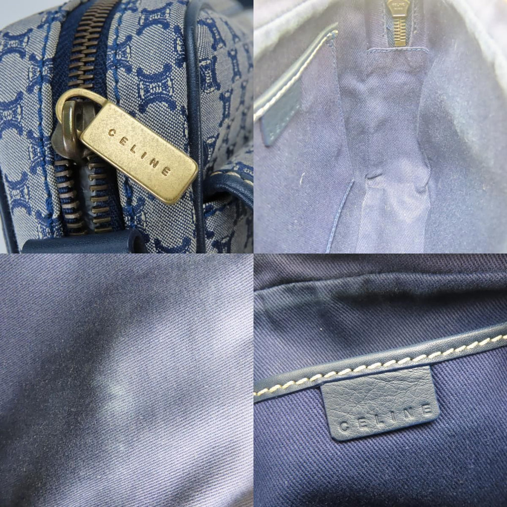 Celine Shoulder Bag Macadam 24 Canvas Leather Navy Crossbody Daily — view 8