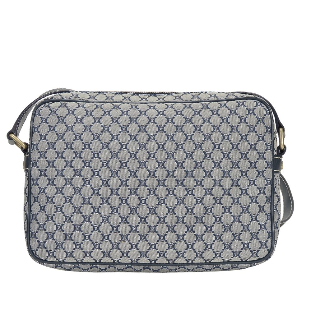 Celine Shoulder Bag Macadam 24 Canvas Leather Navy Crossbody Daily — view 3