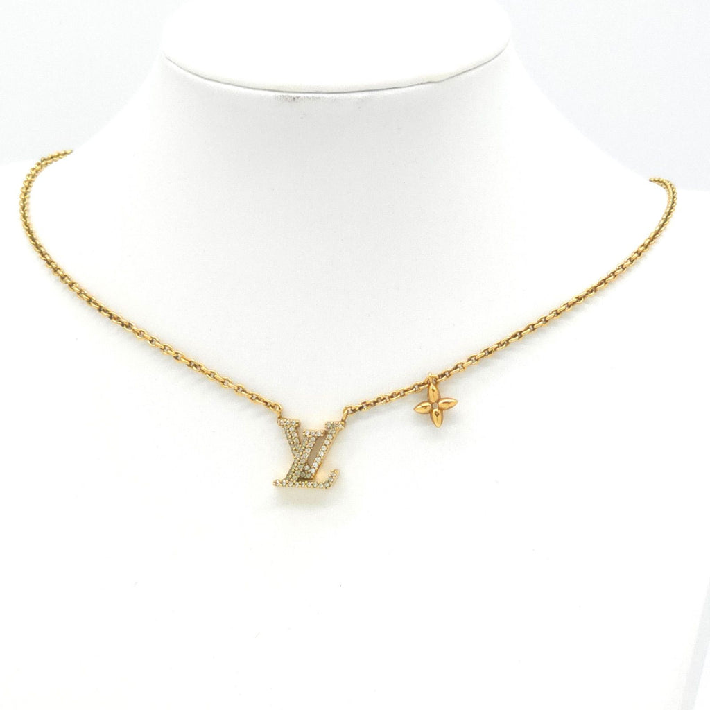 Louis Vuitton Necklace LV Iconic 39 44 cm Gold Colored Metal Strass LV Initial
