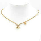 Louis Vuitton Necklace LV Iconic 39 44 cm Gold Colored Metal Strass LV Initial