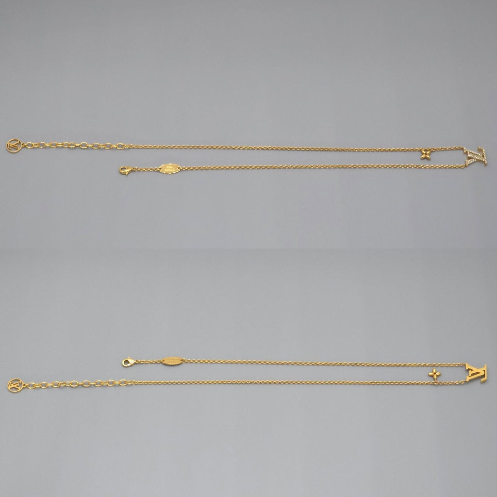 Louis Vuitton Necklace LV Iconic 39 44 cm Gold Colored Metal Strass LV Initial — view 3
