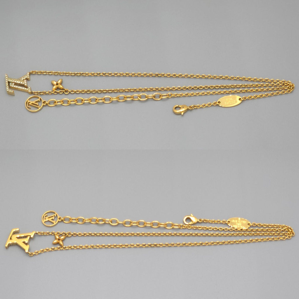 Louis Vuitton Necklace LV Iconic 39 44 cm Gold Colored Metal Strass LV Initial — view 4