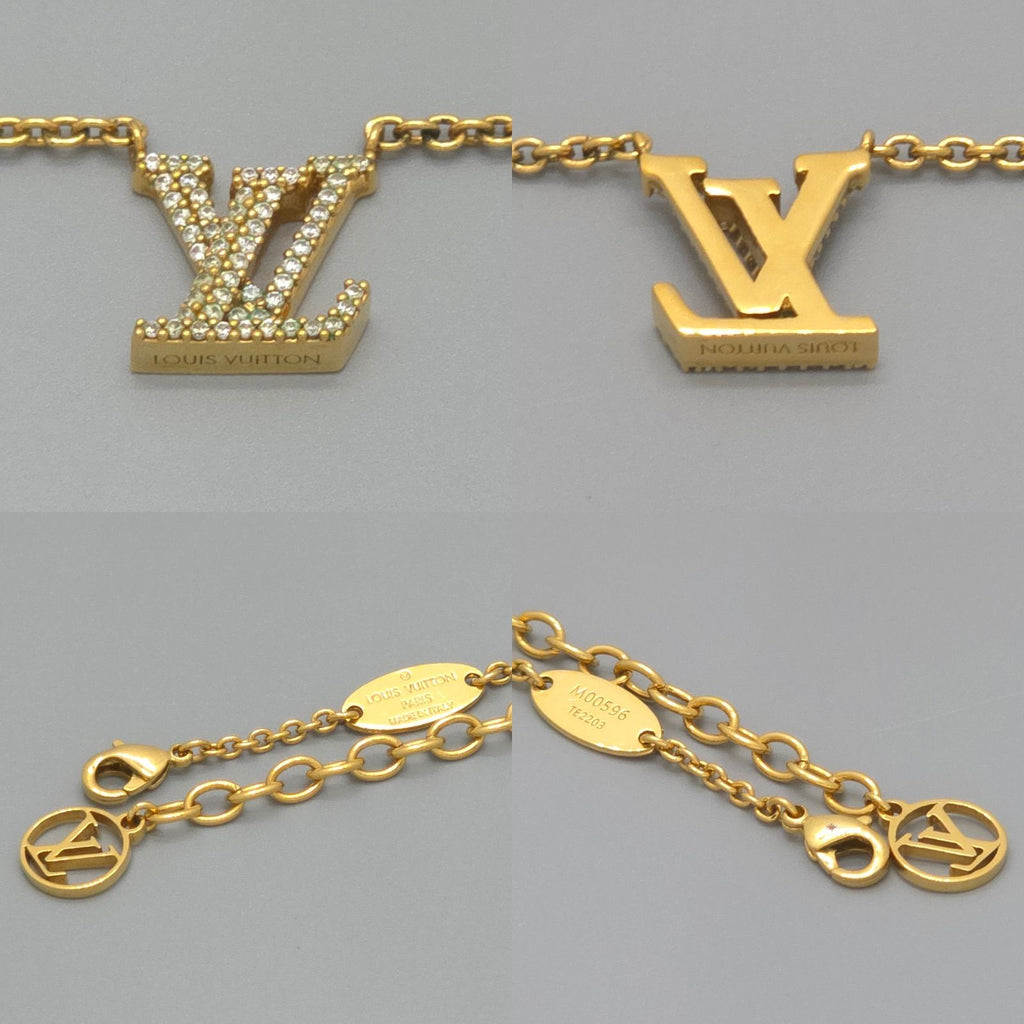 Louis Vuitton Necklace LV Iconic 39 44 cm Gold Colored Metal Strass LV Initial — view 7