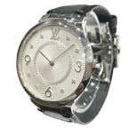 Louis Vuitton Tambour Watch SS Leather Quartz Silver Dial — view 2