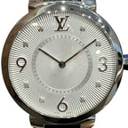 Louis Vuitton Tambour Watch SS Leather Quartz Silver Dial — view 4