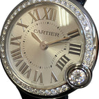 Cartier Baron Blue de Watch SS Leather Diamond Quartz Silver Dial — view 4
