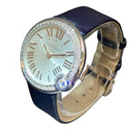 Cartier Baron Blue de Watch SS Leather Diamond Quartz Silver Dial — view 2