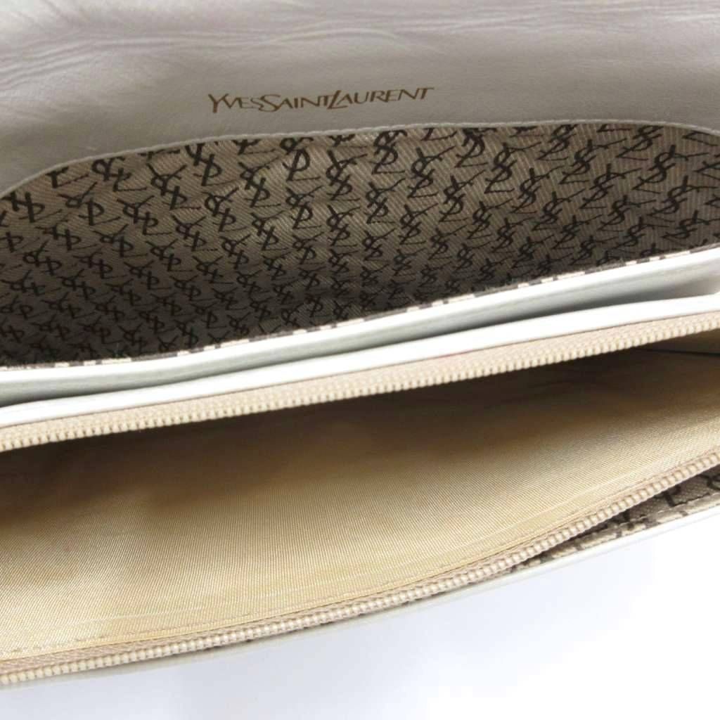 Saint Laurent Yves Clutch Party Quilted Stitch Leather White — view 4