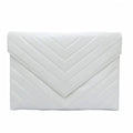 Saint Laurent Yves Clutch Party Quilted Stitch Leather White