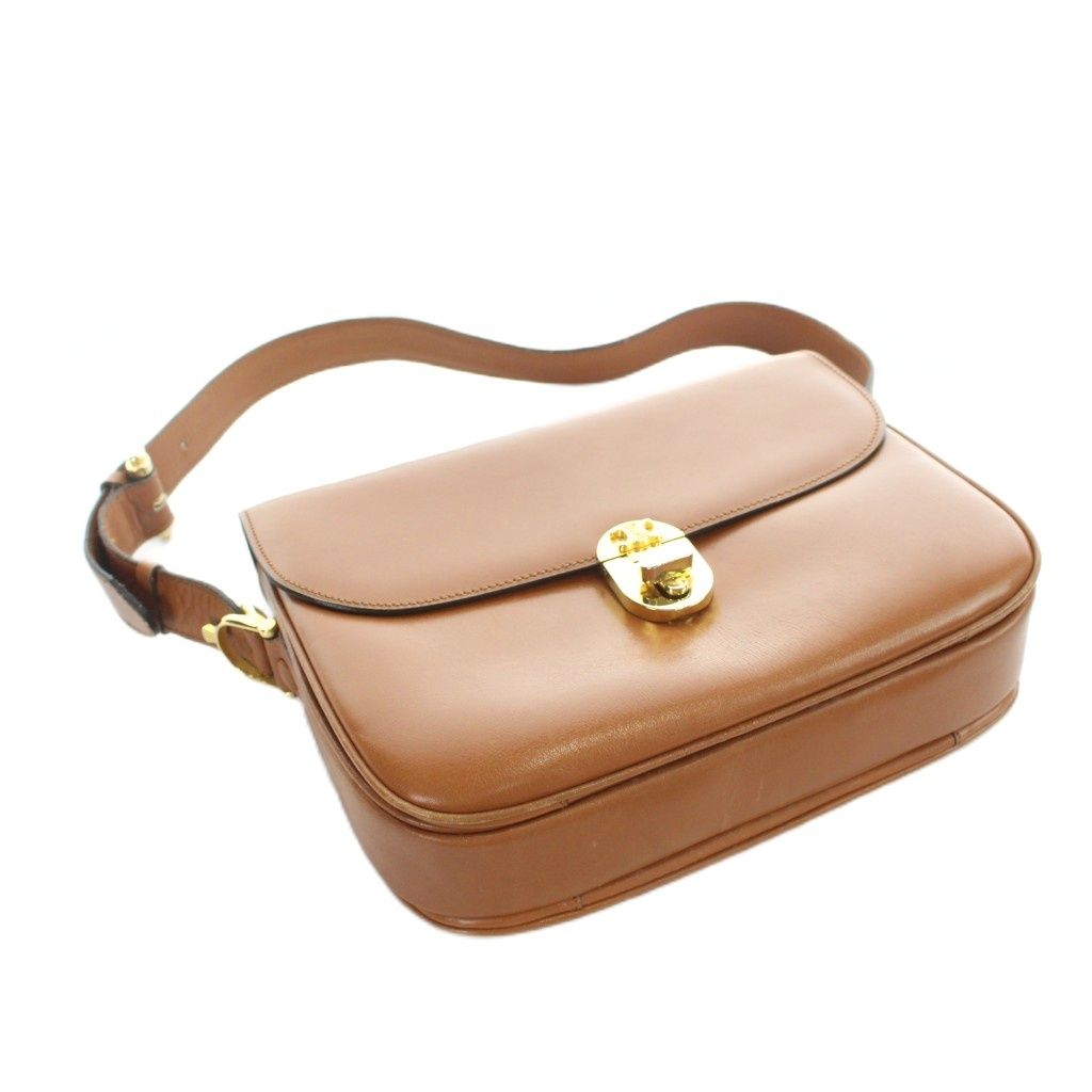 Celine Shoulder Bag Leather Flap Brown — view 4