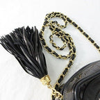 Chanel Shoulder Bag Chain Tassel CC Logo CC Enamel Black — view 8