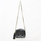 Chanel Shoulder Bag Chain Tassel CC Logo CC Enamel Black — view 4