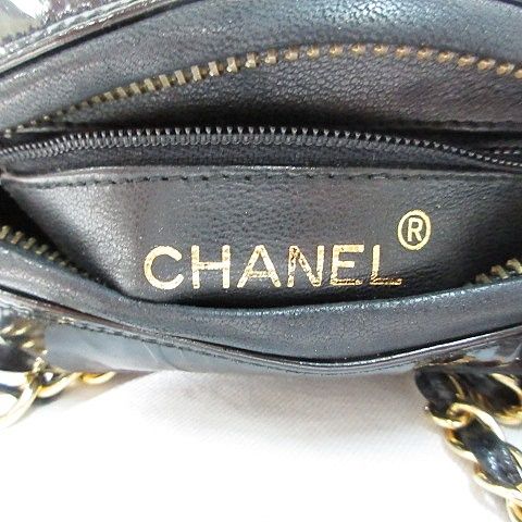 Chanel Shoulder Bag Chain Tassel CC Logo CC Enamel Black — view 3
