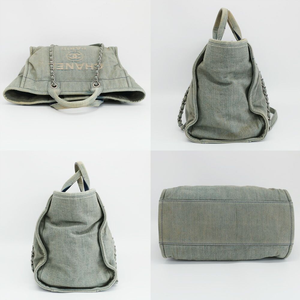 Chanel Ten Deauville Shopping Tote 2-Way Denim Light Blue Silver — view 3